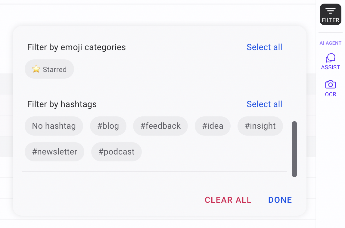 Search and filter results